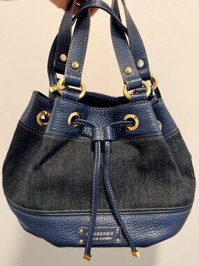 Burberry Blue Label Japan Denim Leather Drawstring Bucket Bag